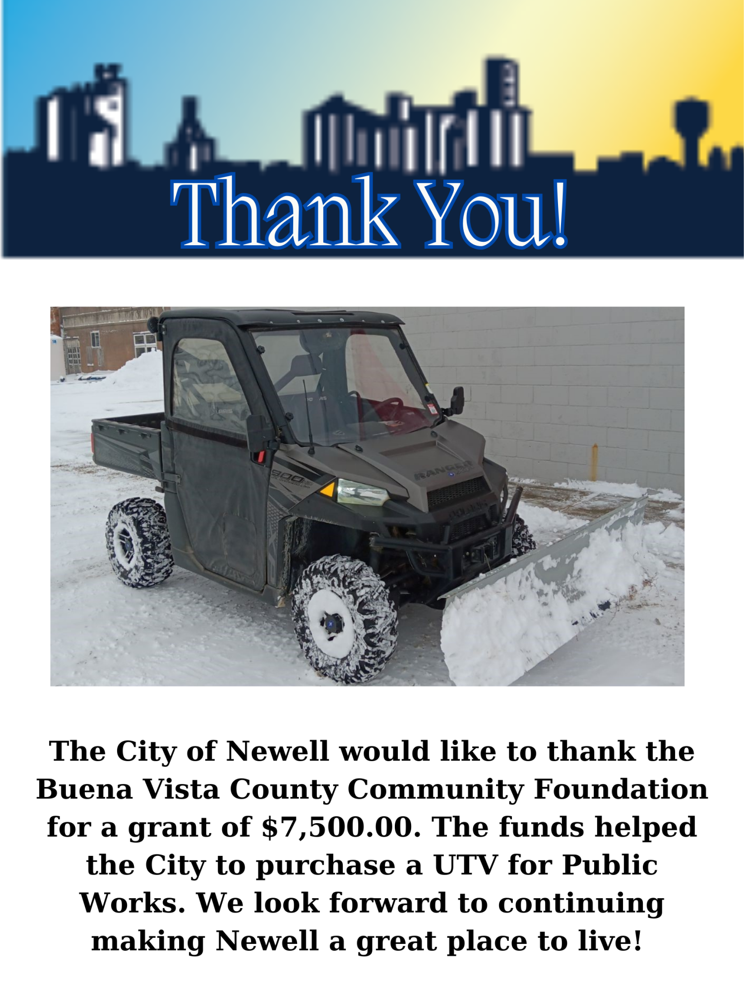 NEW UTV FOR PUBLIC WORKS City of Newell, IA